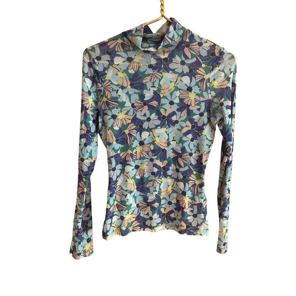 Maeve by anthropology long sleeve sheer top with collar size XS